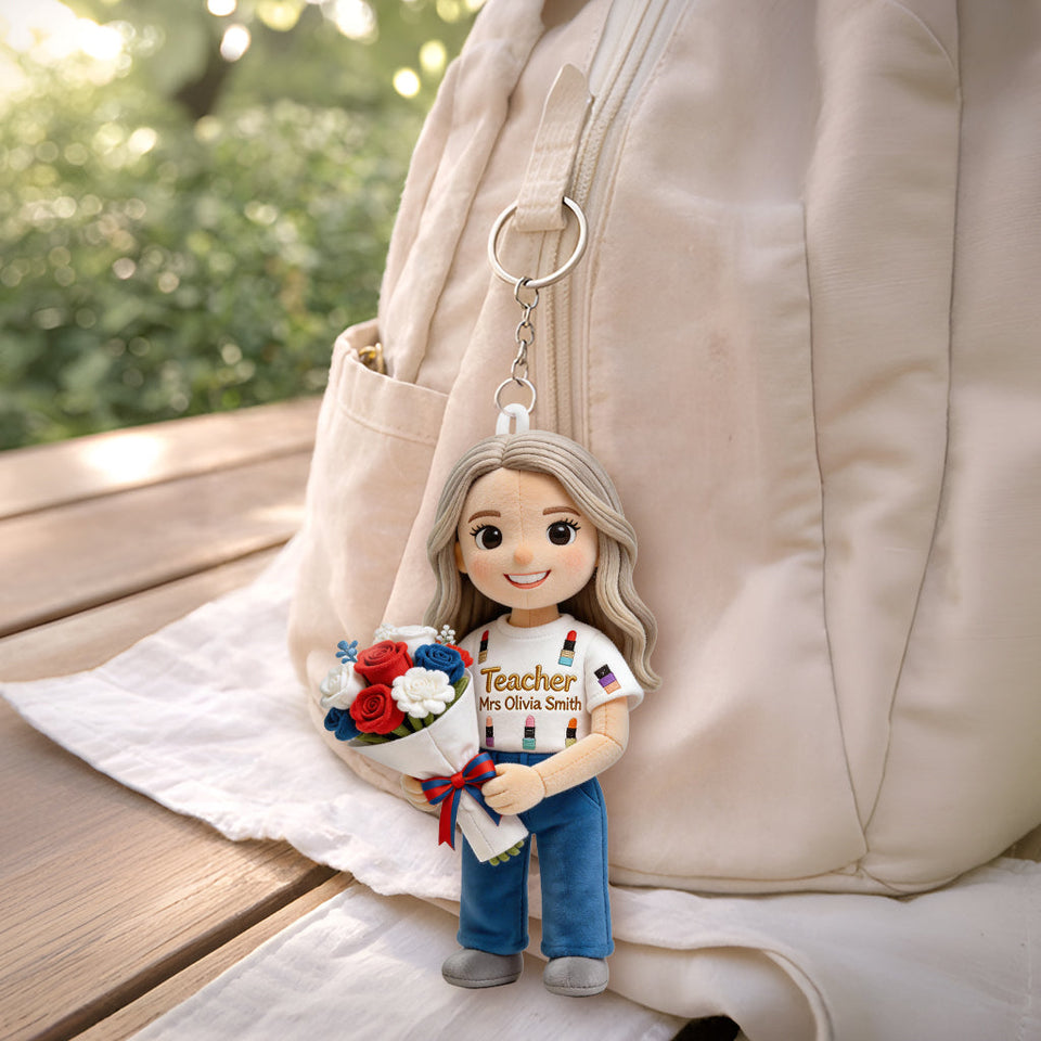 Teaching Is a Work Of Heart - Personalized Teacher Plush Keychain