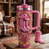 Cowgirl Boots - Personalized Cowgirl Tumbler With Plush Charm