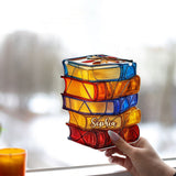 Stacked Books Stained Glass - Personalized Book Window Hanging Suncatcher Ornament