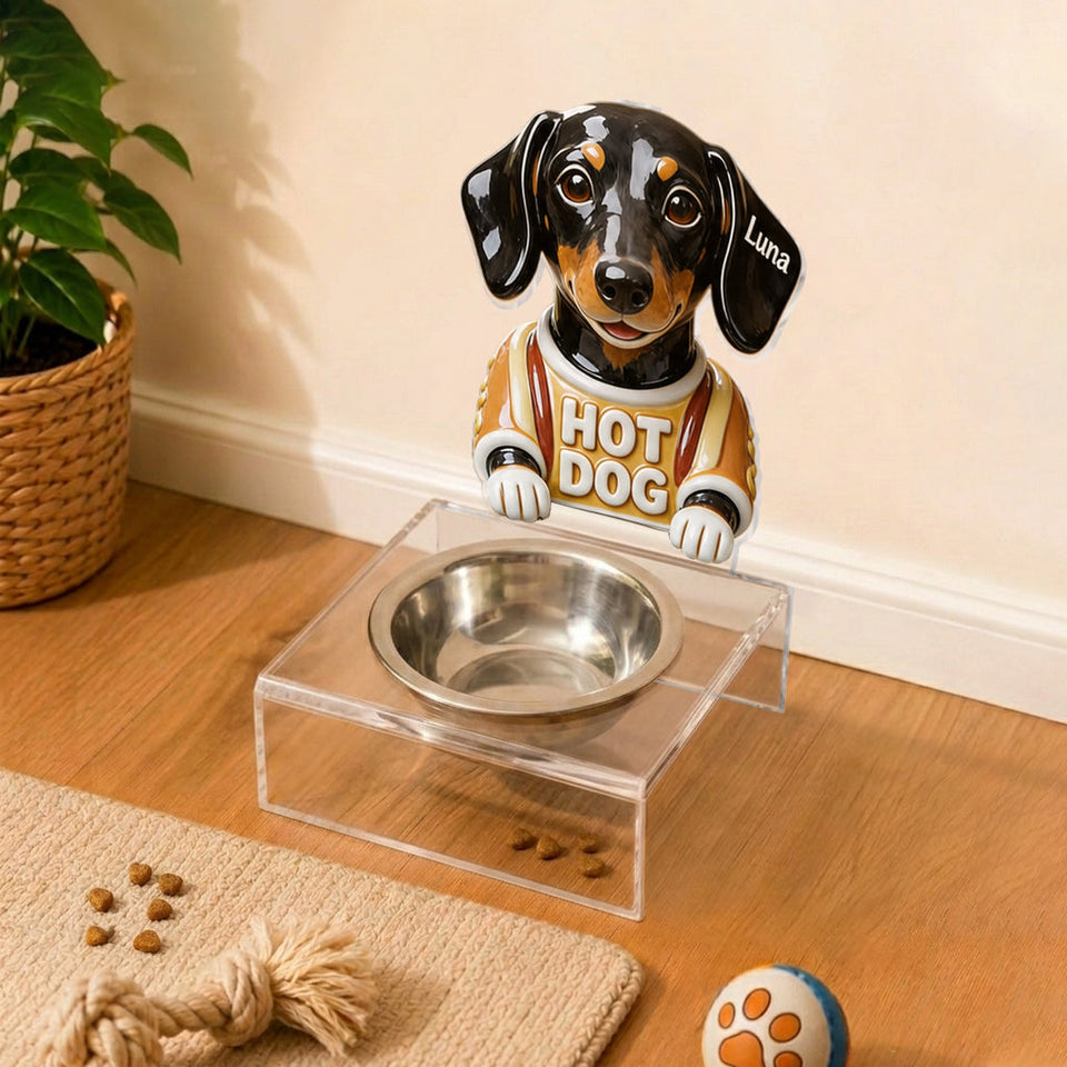 Dinner & Drinks Pet Food And Water Bowl - Personalized Dog Pet Feeder