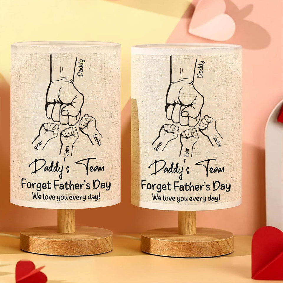 Daddy's Team - Personalized Father Table Lamp with Wood Base