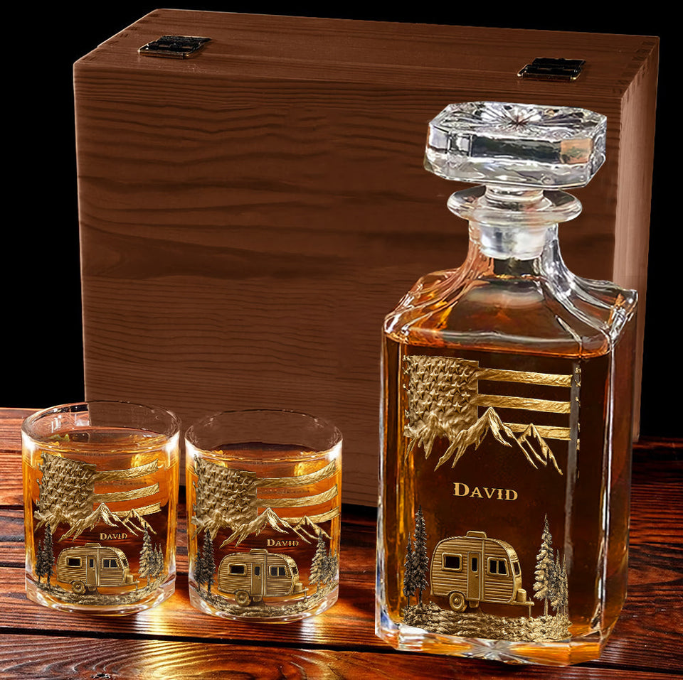 Campfire & Whiskey - Personalized Camping Whiskey Decanter Set