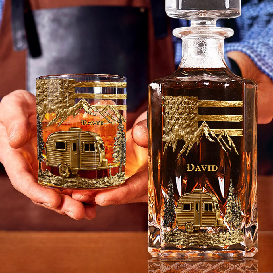 Campfire & Whiskey - Personalized Camping Whiskey Decanter Set