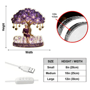 Custom Any Photo Flower Tree Gift For Mom, Grandma - Personalized Grandma Acrylic LED Night Light
