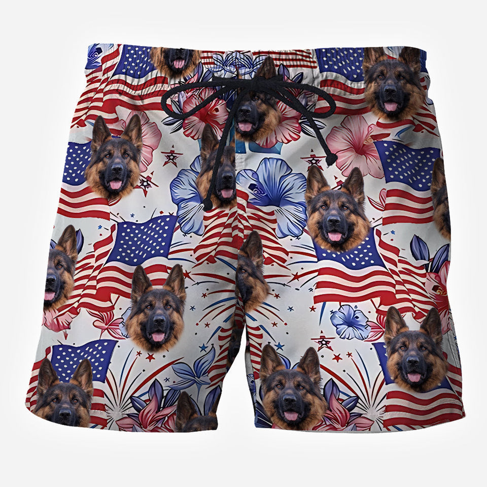 Patriotic Dog - Personalized Dog Hawaiian Shirt & Men Shorts