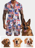 Patriotic Dog - Personalized Dog Hawaiian Shirt & Men Shorts