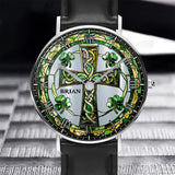 Celtic Cross Shamrock - Personalized Irish Hand Watch