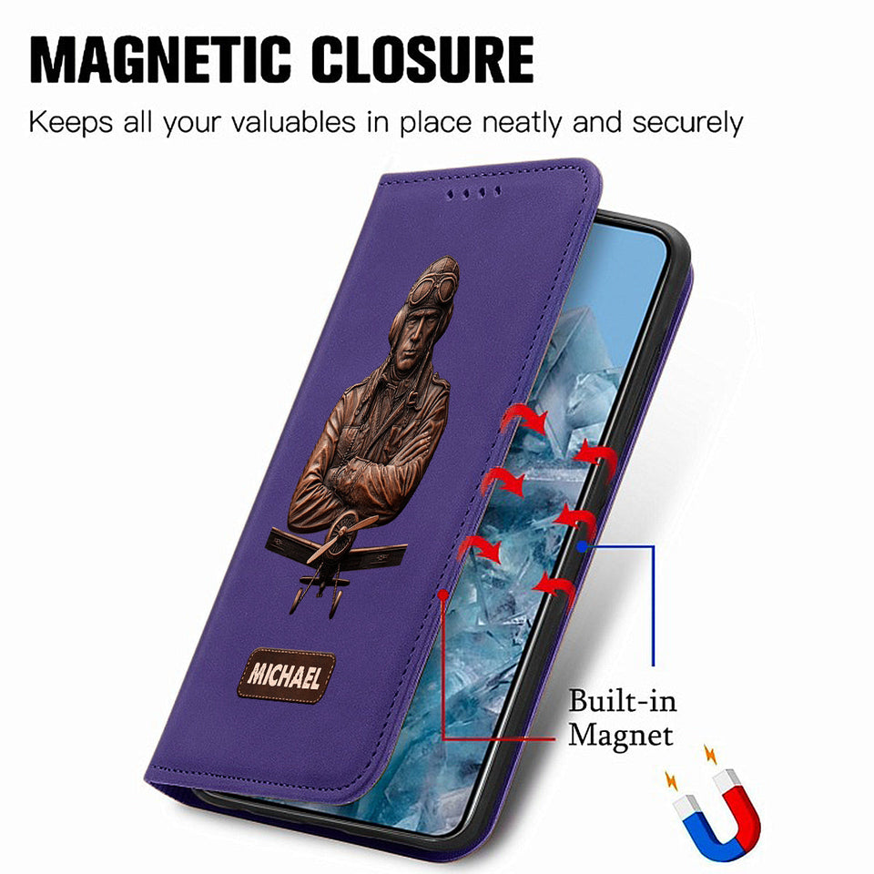 The Sky Is Not The Limit - Personalized Pilot Wallet Phone Case With Strap