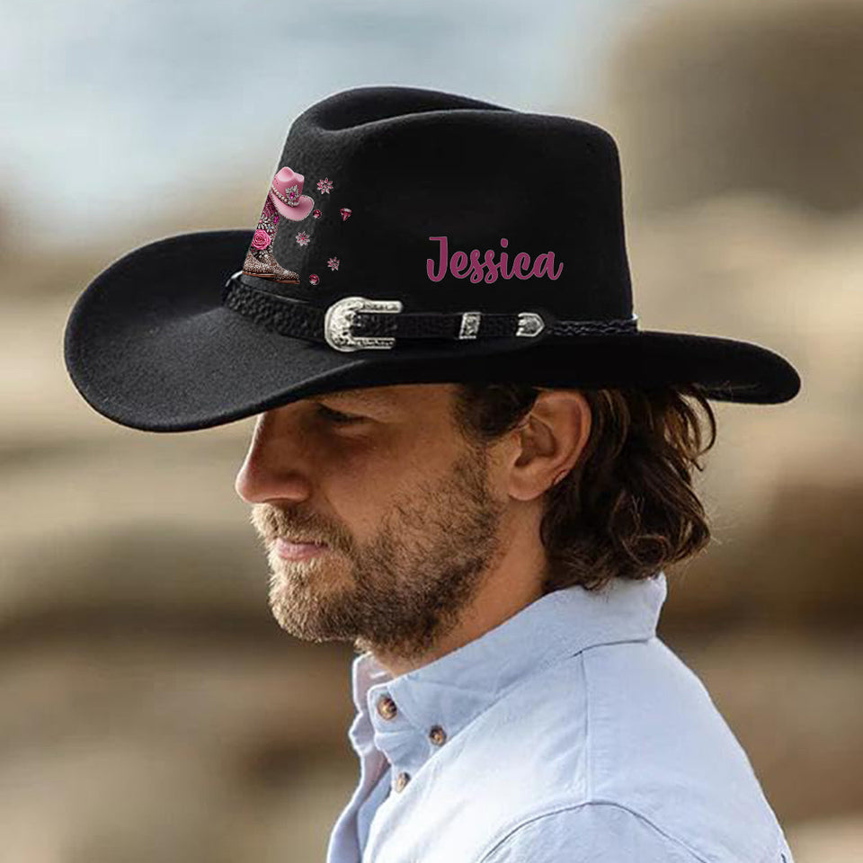 Cowgirl Stay Wild - Personalized Cowgirl Wide Brim Cowboy Hat