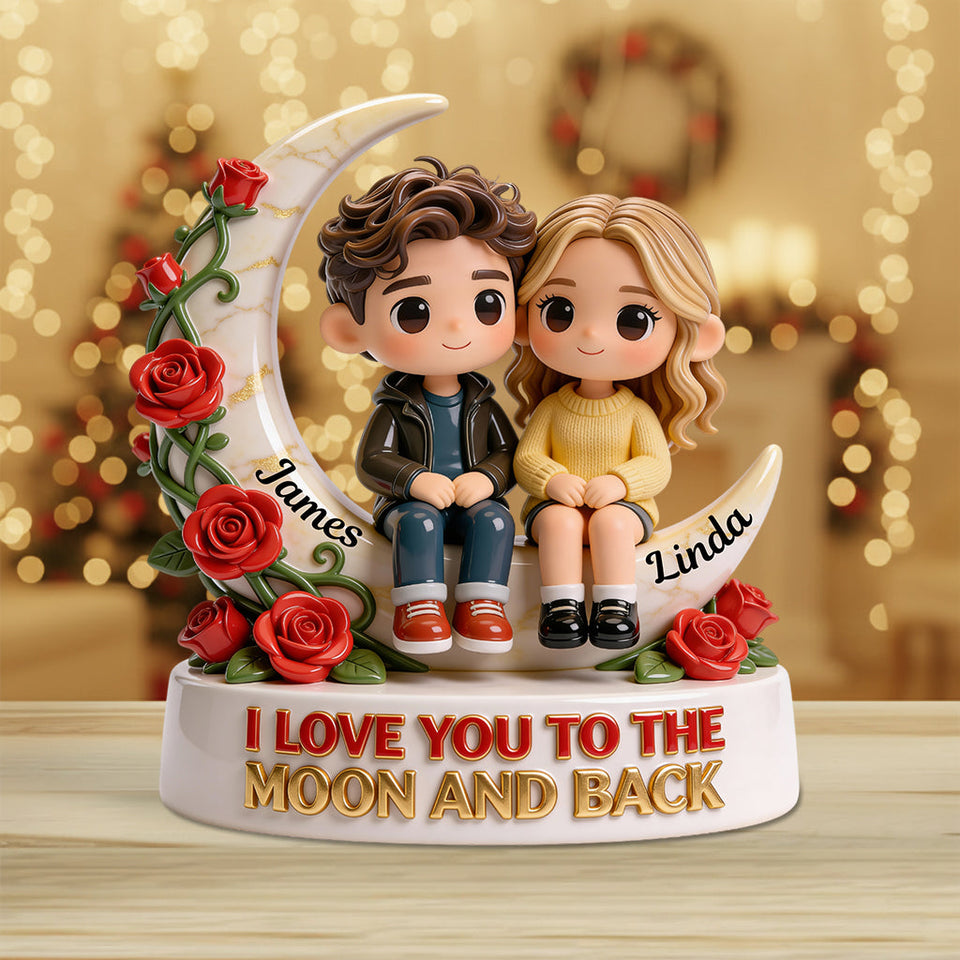 I Love You To The Moon And Back - Personalized Couple Custom Shaped Acrylic Plaque