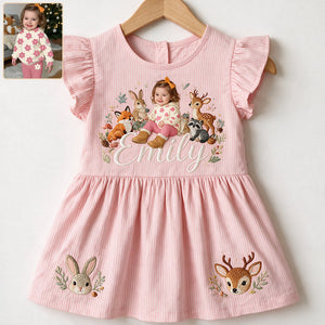 Woodland Cute Gift For Girl/ Daughter/ Granddaughter... - Personalized Kid Kid Ruffle Sleeve Dress