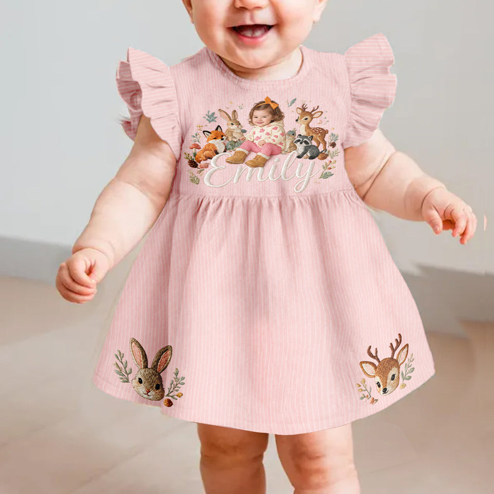 Woodland Cute Gift For Girl/ Daughter/ Granddaughter... - Personalized Kid Kid Ruffle Sleeve Dress
