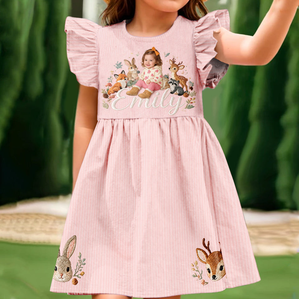 Woodland Cute Gift For Girl/ Daughter/ Granddaughter... - Personalized Kid Kid Ruffle Sleeve Dress