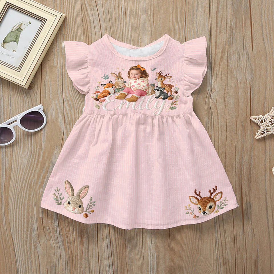Woodland Cute Gift For Girl/ Daughter/ Granddaughter... - Personalized Kid Kid Ruffle Sleeve Dress