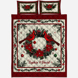 Cardinal Bird Christmas - Personalized Memorial Quilt Set