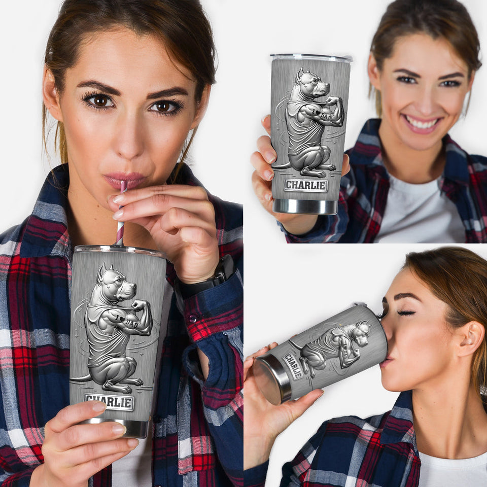 Pitbull Dog Dad, Dog Mom - Personalized Dog Tumbler