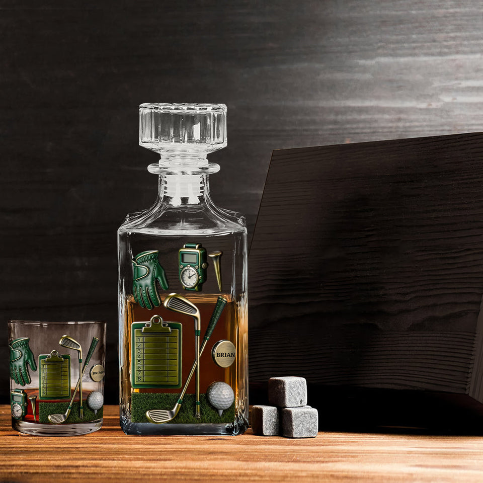 Golf is A Good Walk Spoiled - Personalized Golf Whiskey Decanter Set