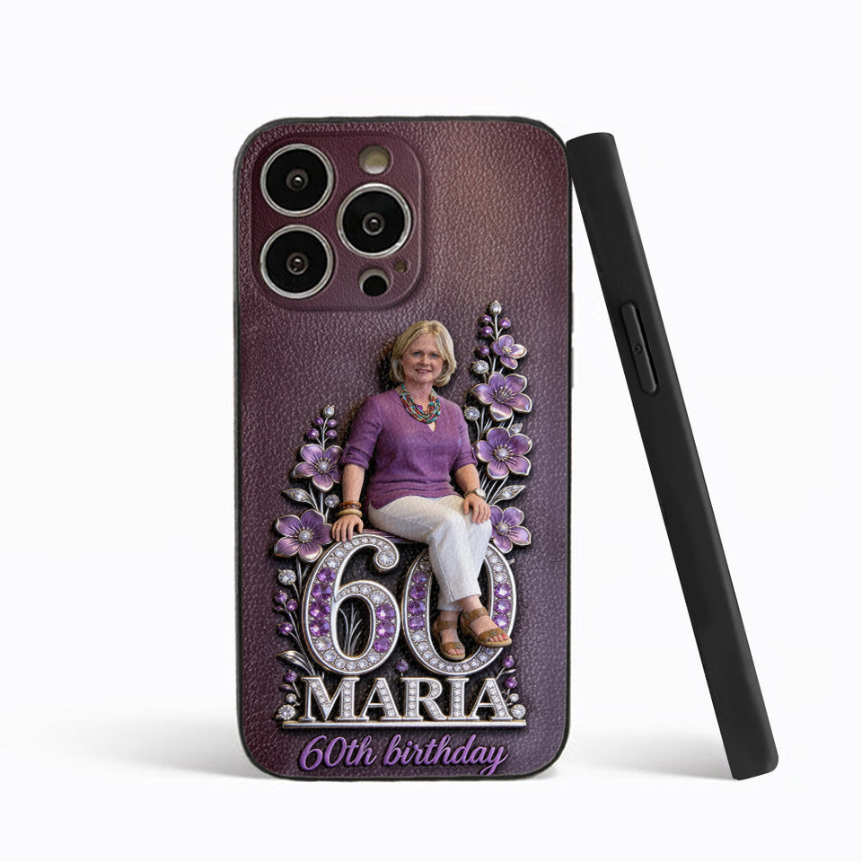 Custom Any Photo Perfect Gift For Mom, Grandma - Personalized Birthday 3D Embossed Leather Phone Case