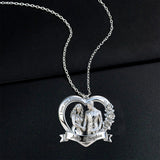Couple Valentine Gift, I Love You Forever - Personalized Couple Shaped Metal Pendant Necklace