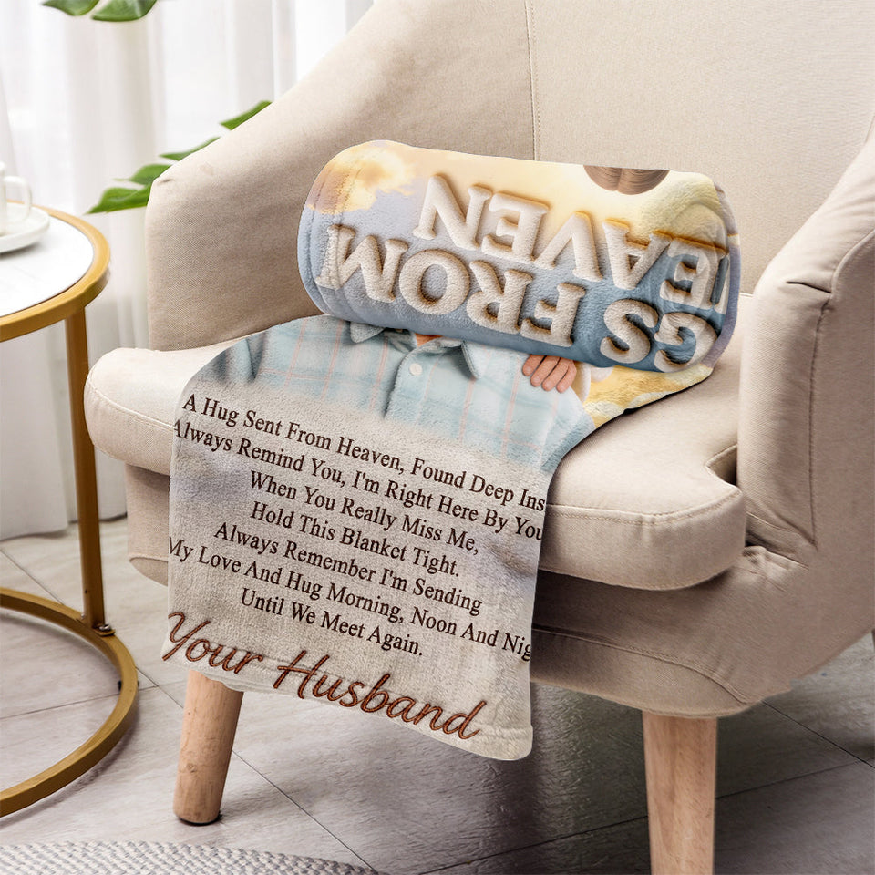Memorial Gift, Hugs From Heaven - Personalized Memorial Blanket