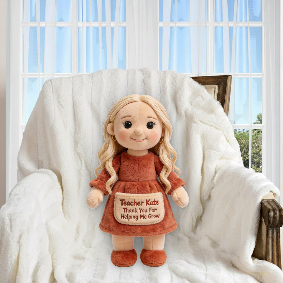 Thanks For Helping Me Grow - Personalized Teacher Premium Faux Fur Pillow