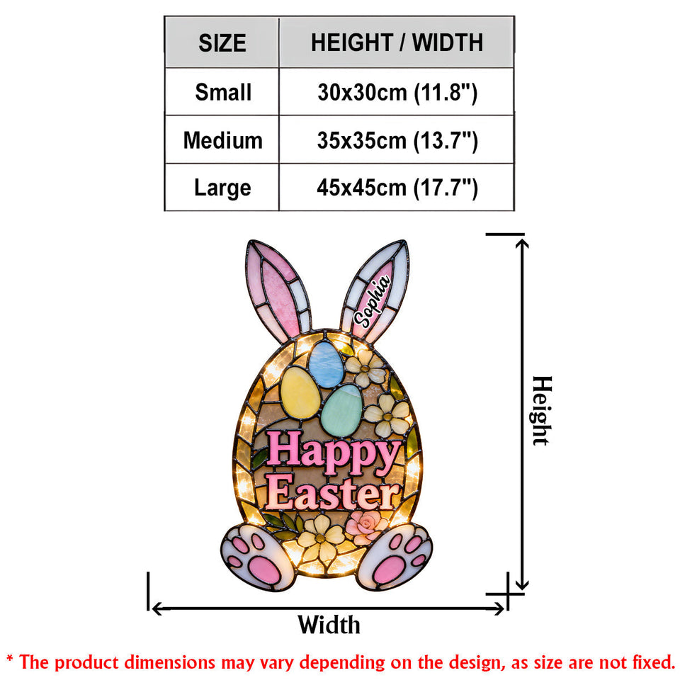 Easter Bunny Decorative Door Sign - Personalized Easter Day LED Light Acrylic Sign