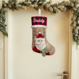 Holiday Vibes Santa Reindeer Elf Bear Snowman - Personalized Family Shaped Christmas Stocking