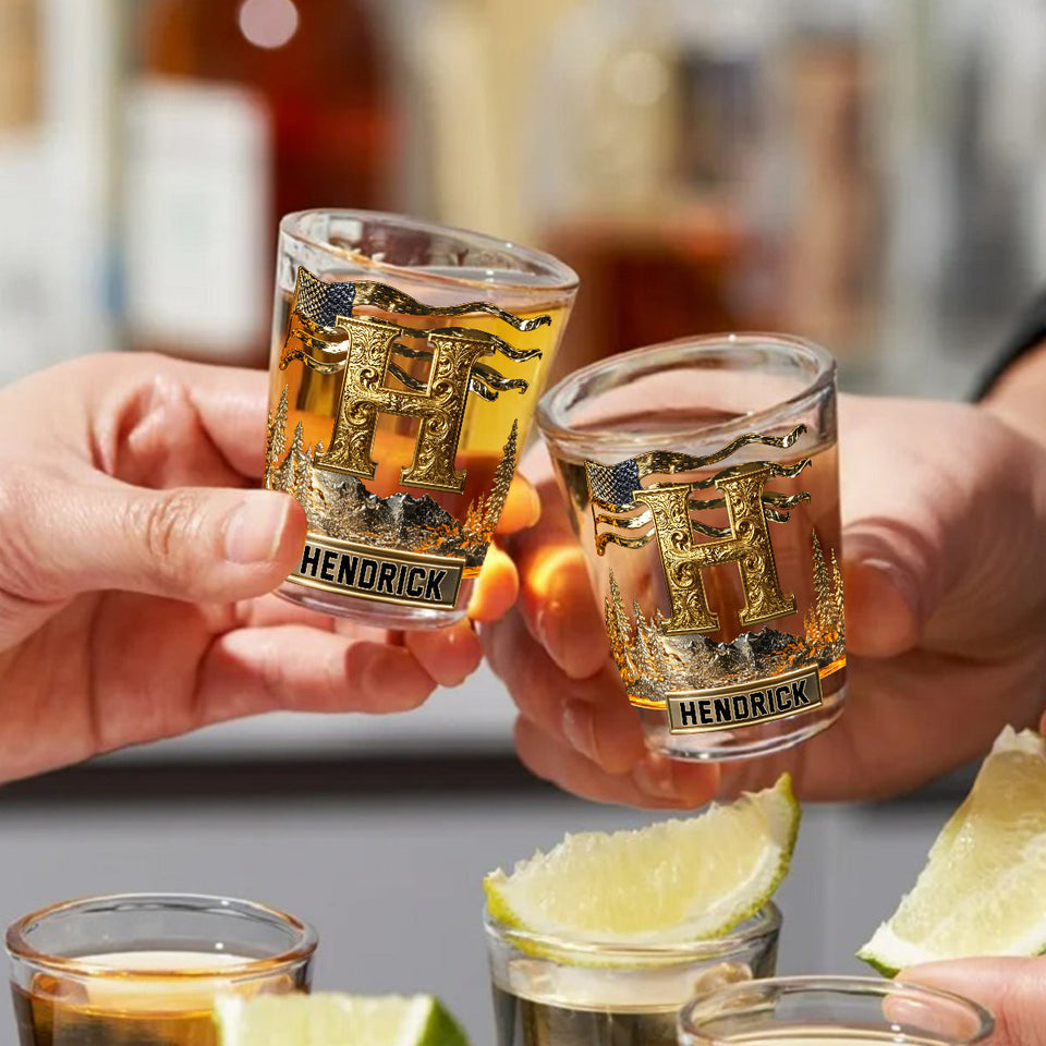 Custom Initial For Alcohol Lovers - Personalized Alcoholic beverage Shot Glasses Set