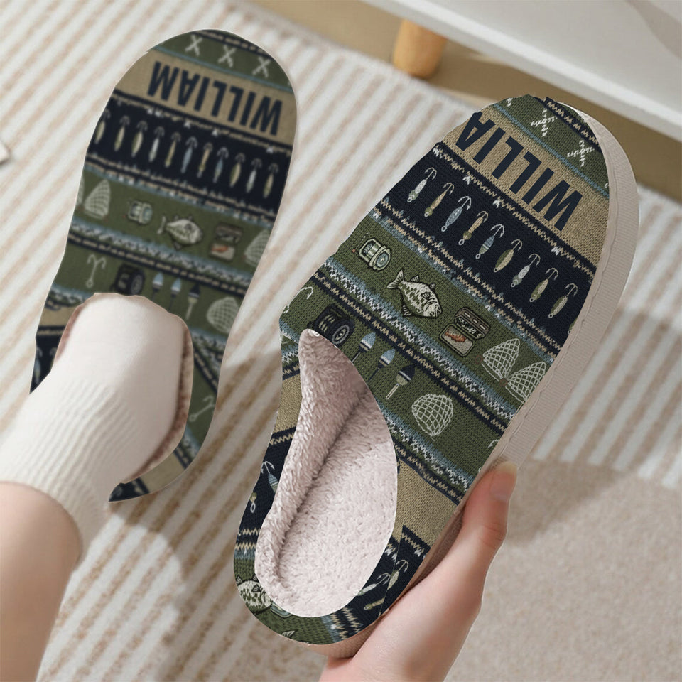 Hooked on Fishing - Personalized Fishing Slippers