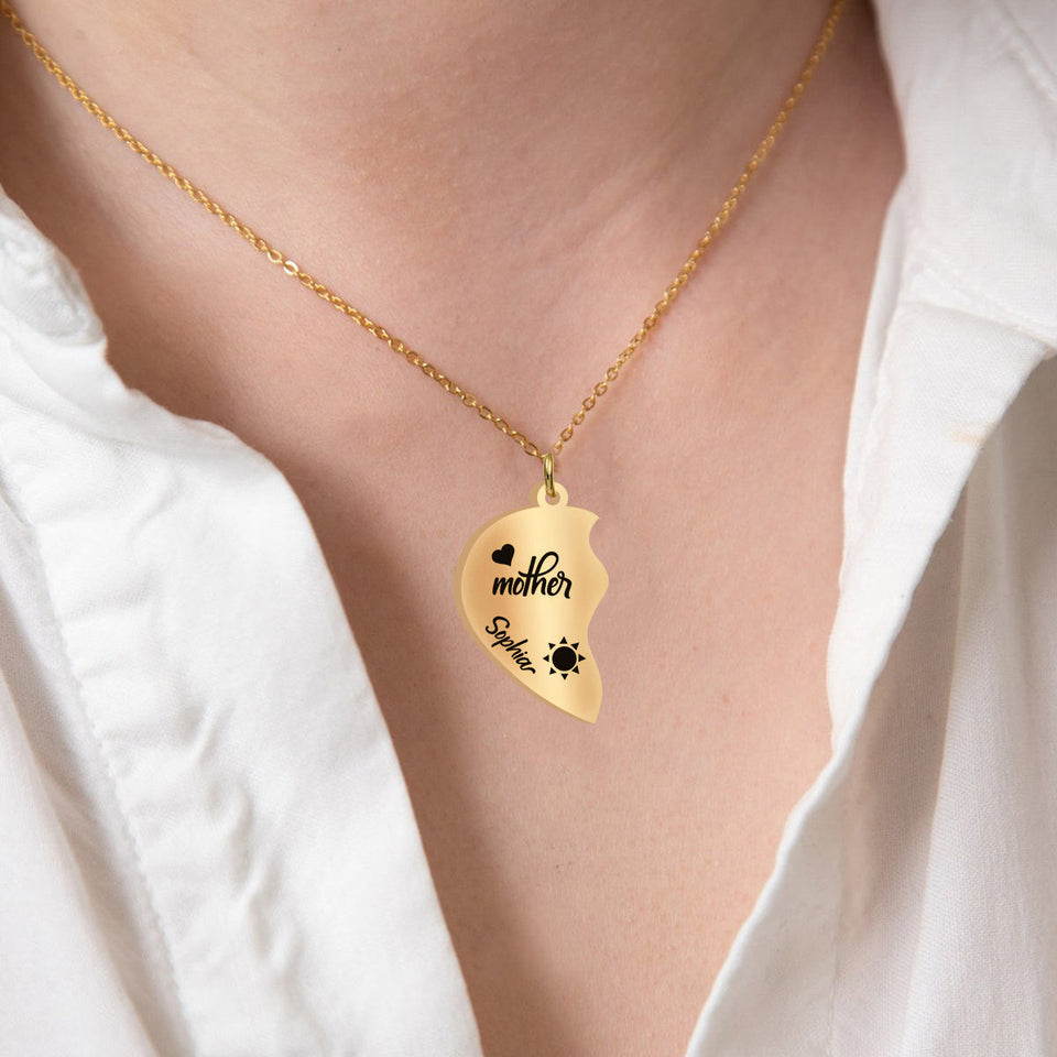 I Love You - Personalized Mother Matching Pendant Necklace