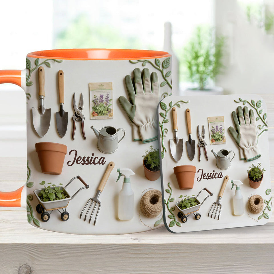 Love Gardening - Personalized Gardening Accent Mug & Coaster