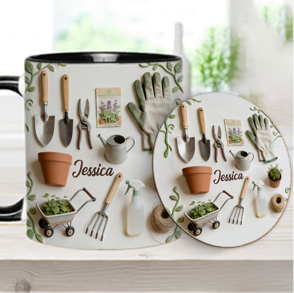 Love Gardening - Personalized Gardening Accent Mug & Coaster
