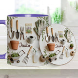 Love Gardening - Personalized Gardening Accent Mug & Coaster