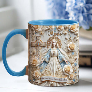 Tu es protégé(e) à jamais par Marie - Mug chrétien personnalisé