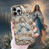 Tu es protégé(e) à jamais par Marie - Coque de téléphone personnalisée avec texte chrétien intégral