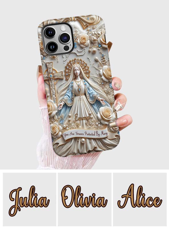 Tu es protégé(e) à jamais par Marie - Coque de téléphone personnalisée avec texte chrétien intégral