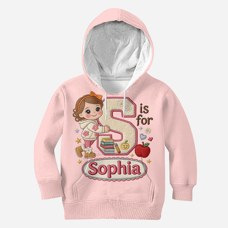 Custom Back To School Initial Shirt For Kids - Personalized Kid All Over Shirt