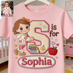 Custom Back To School Initial Shirt For Kids - Personalized Kid All Over Shirt