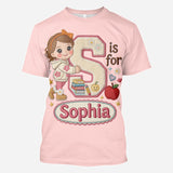 Custom Back To School Initial Shirt For Kids - Personalized Kid All Over Shirt