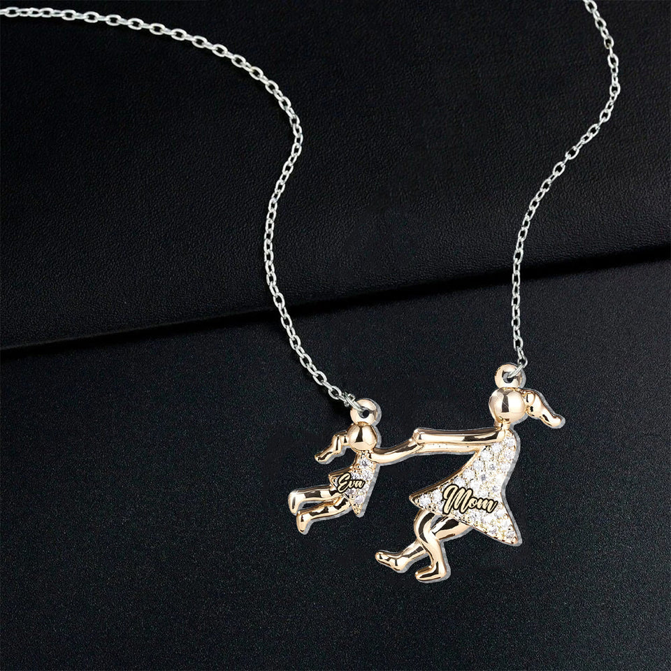 The Love Between Mother And Her Kid - Personalized Daughter Custom Shaped Pendant Necklace