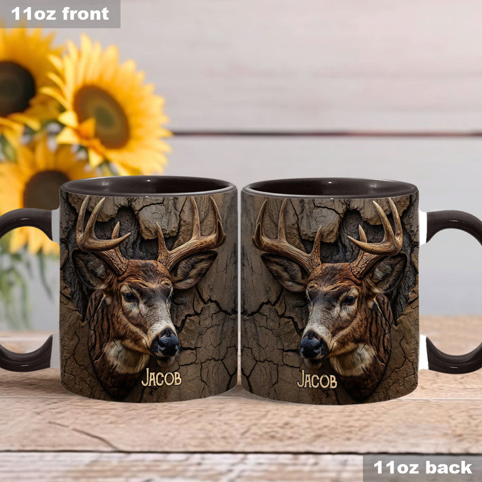 Deer Head Design - Personalized Hunting Accent Mug