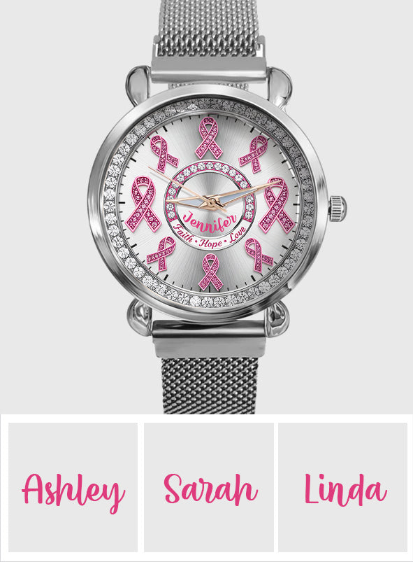Foi, Espoir, Amour - Montre-bracelet personnalisée pour femmes, sensibilisation au cancer du sein 