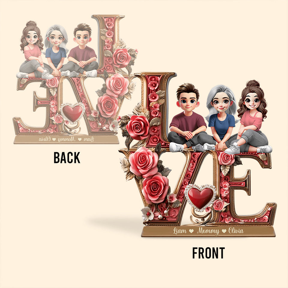 Love Mom - Personalized Mother Custom Shaped Acrylic Plaque