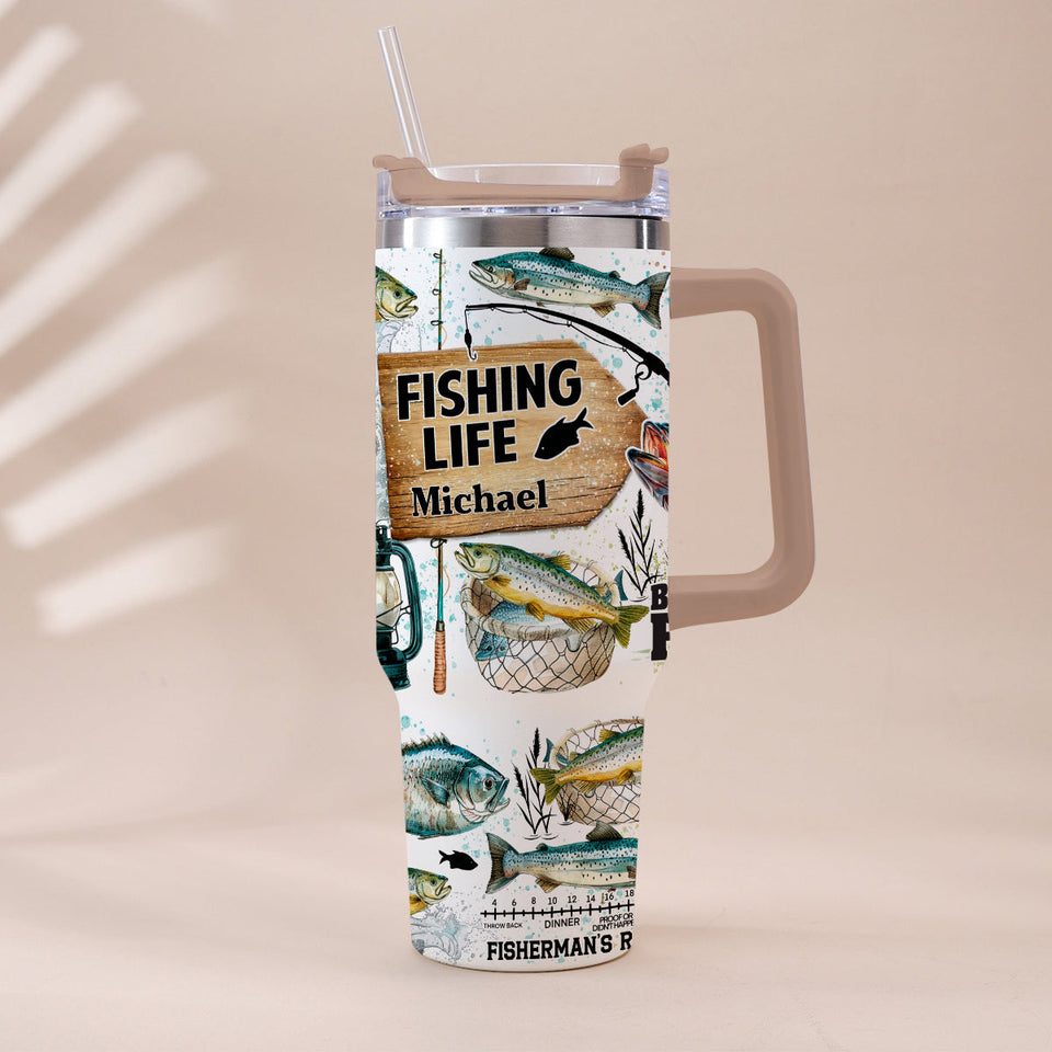 Just One More Cast - Personalized Fishing Tumbler With Handle
