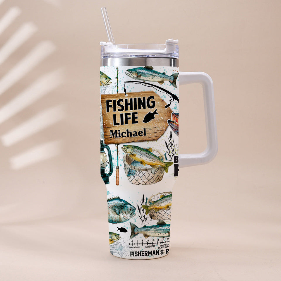 Just One More Cast - Personalized Fishing Tumbler With Handle