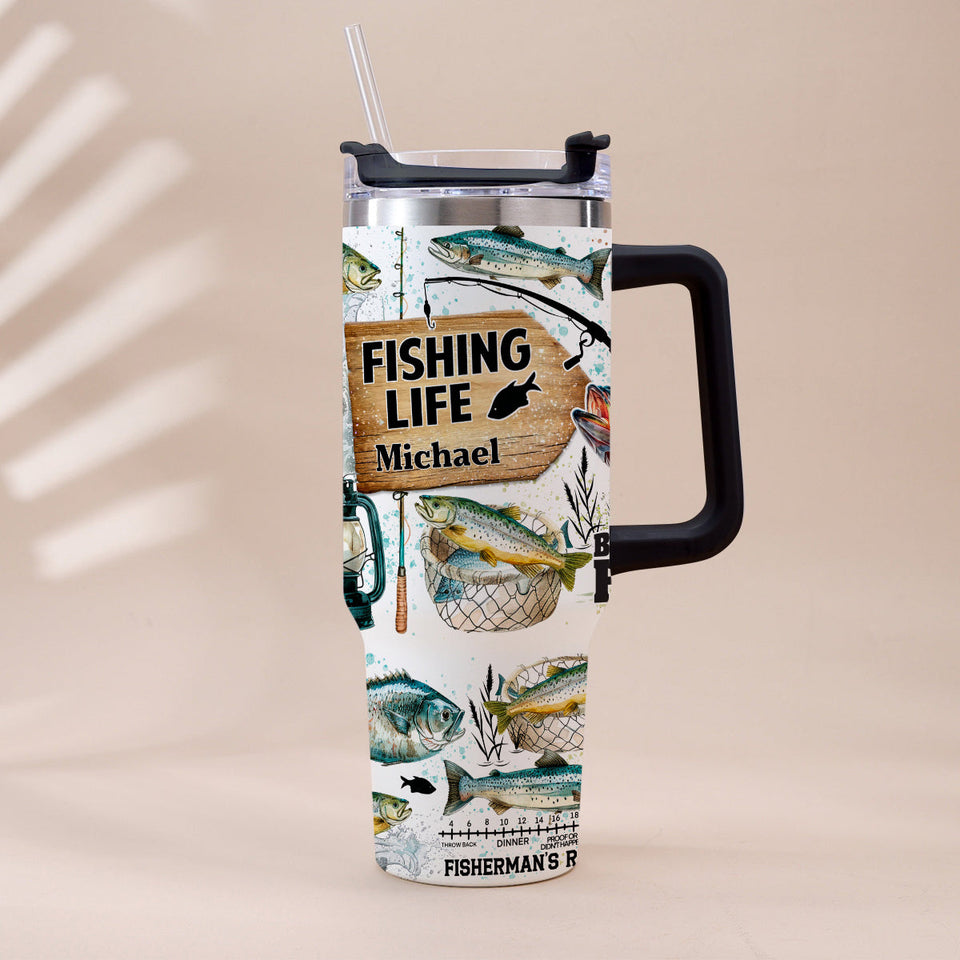 Just One More Cast - Personalized Fishing Tumbler With Handle