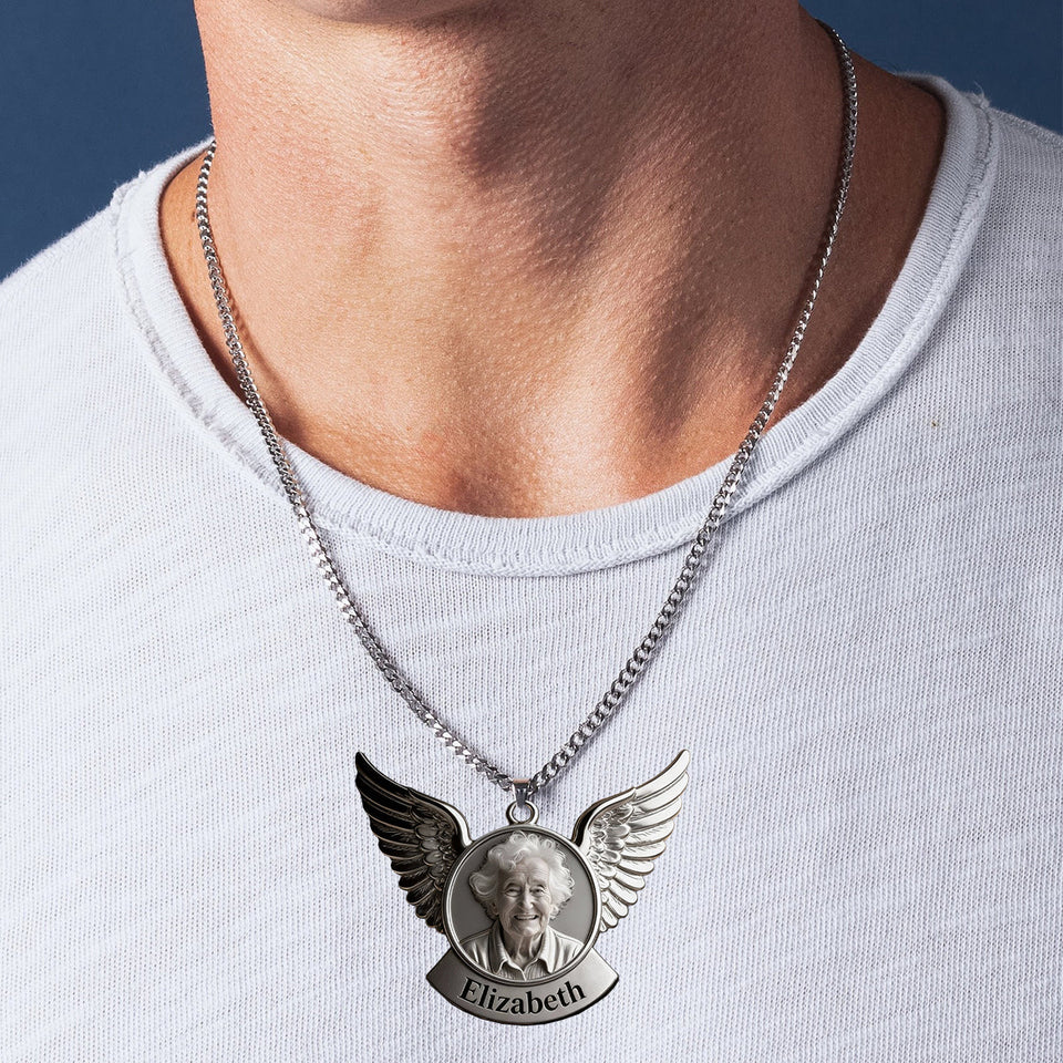 En souvenir de quelqu'un - Collier pendentif personnalisé en acrylique en forme de commémoration