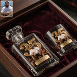 Birthday Gift For Him Dad.... Custom From Any Photo - Personalized Birthday Whiskey Decanter Set