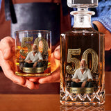 Birthday Gift For Him Dad.... Custom From Any Photo - Personalized Birthday Whiskey Decanter Set