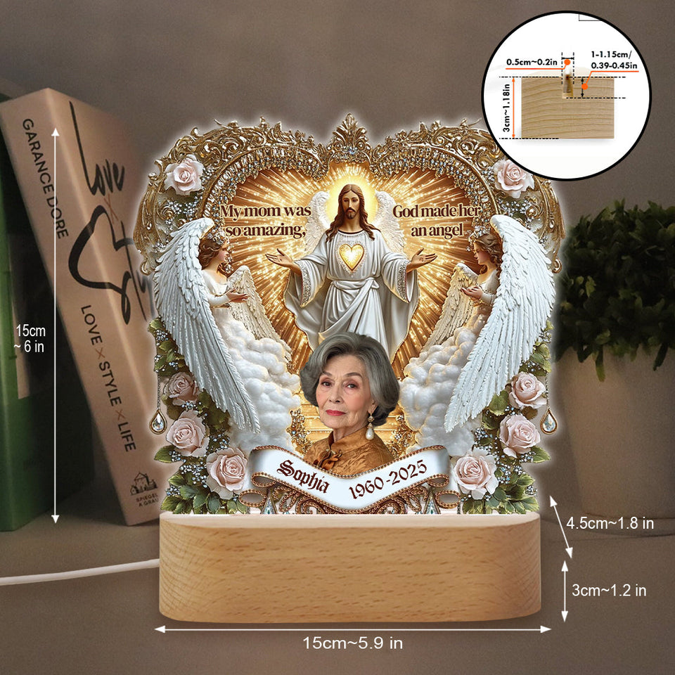My Mom Was So Amazing - Personalized Memorial Mother Shaped Plaque Light Base